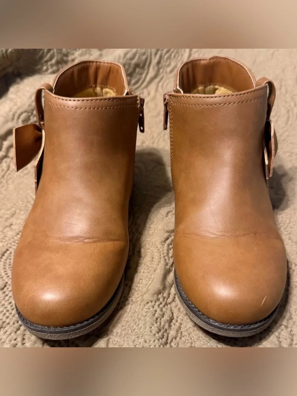 Gymboree Girls' Tan Bow Ankle Booties